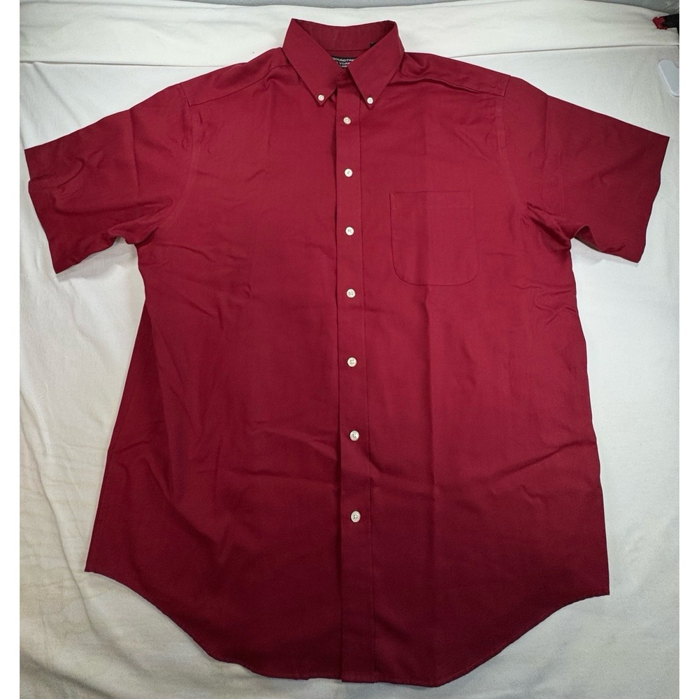 Roundtree & Yorke Classics Mens XLT Big & Tall Red Solid Woven Button-Up Pockets